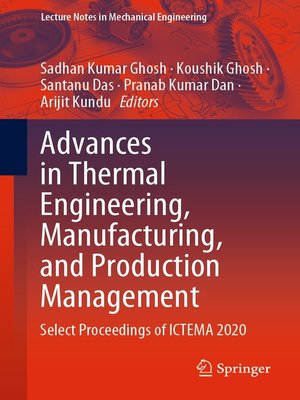 cover image of Advances in Thermal Engineering, Manufacturing, and Production Management